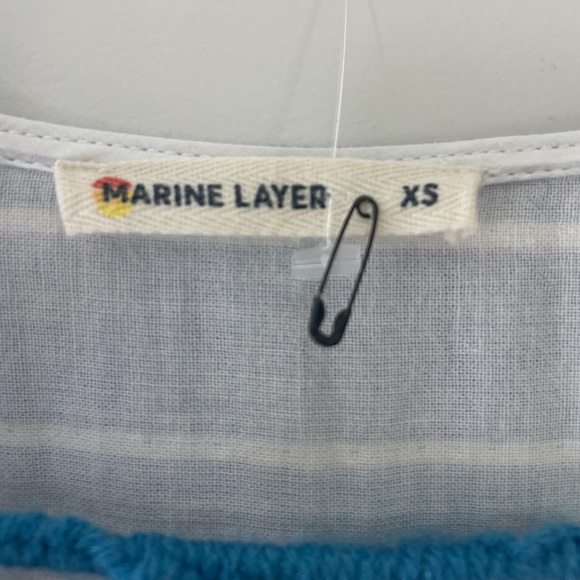 Marine Layer Maddie wrap dress midi blue white striped belt size XS NWOT - Picture 2 of 10